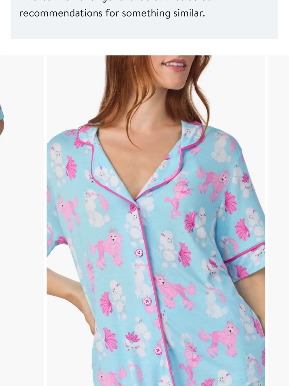 Room Service Pastel Blue & Pink Poodle Pajama set with shirt sleeves M NWT $64 - Picture 2 of 8